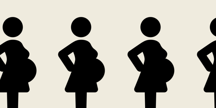 four icons of pregnant woman, lined up in a row