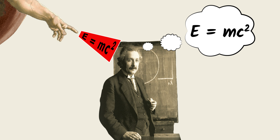 Albert Einstein being divinely inspired with e=mc^2 equation